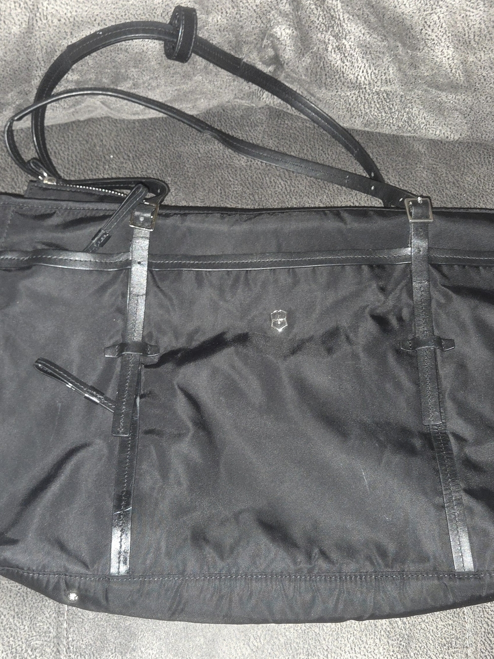 Black Victorinox Nylon Tote Bag with Leather Accents